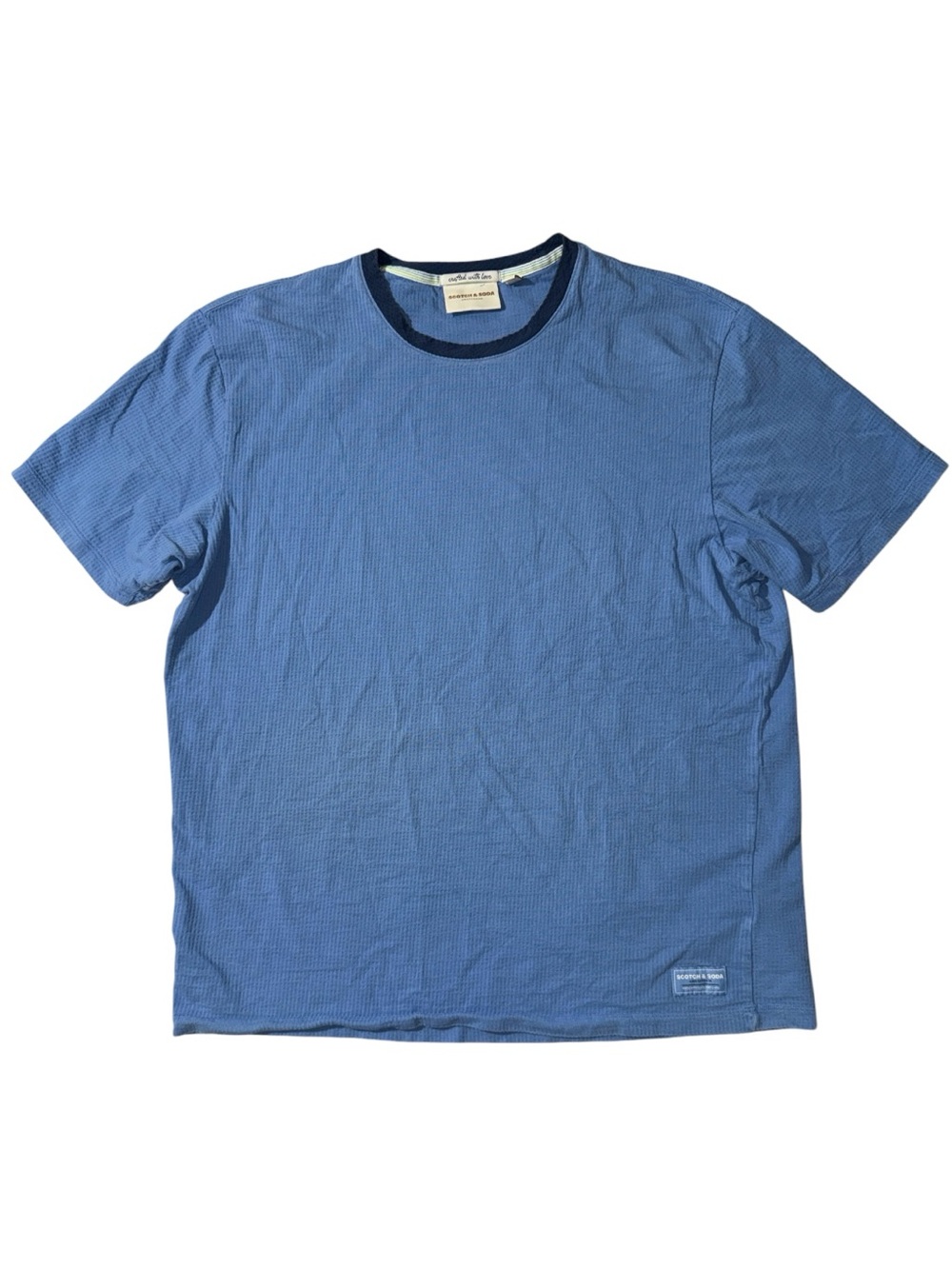 Scotch & Soda mens XL blue textured cotton crewneck short sleeve t-shirt EUC